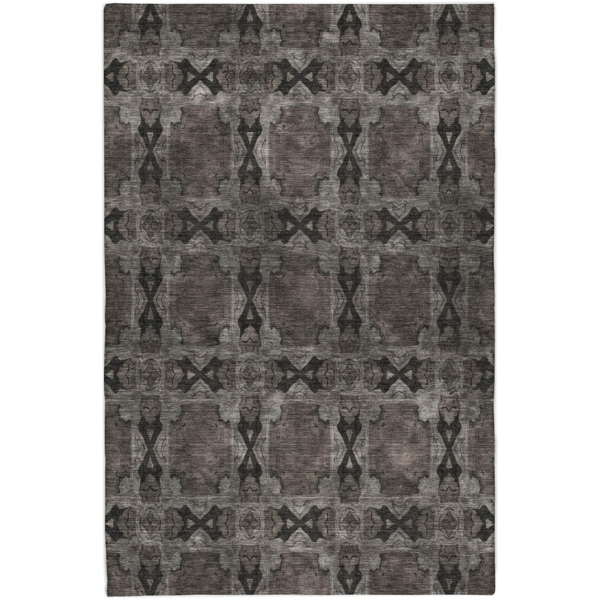 9' X 12' Gray And Charcoal Geometric Shag Washable Area Rug With UV Protection - HomeRoots - Flyclothing LLC