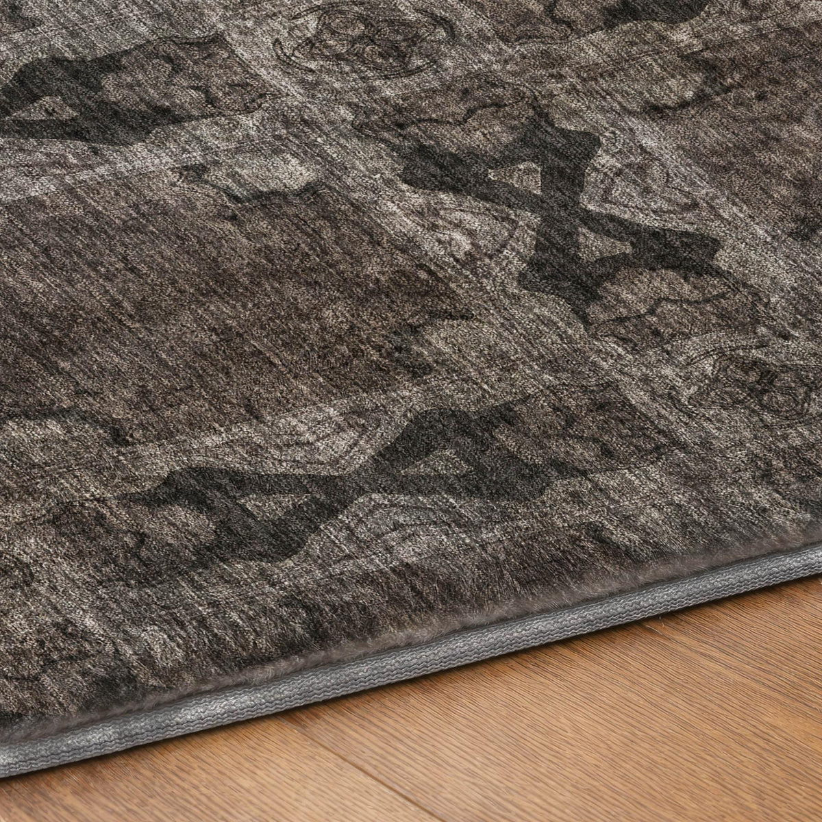 9' X 12' Gray And Charcoal Geometric Shag Washable Area Rug With UV Protection - HomeRoots - Flyclothing LLC