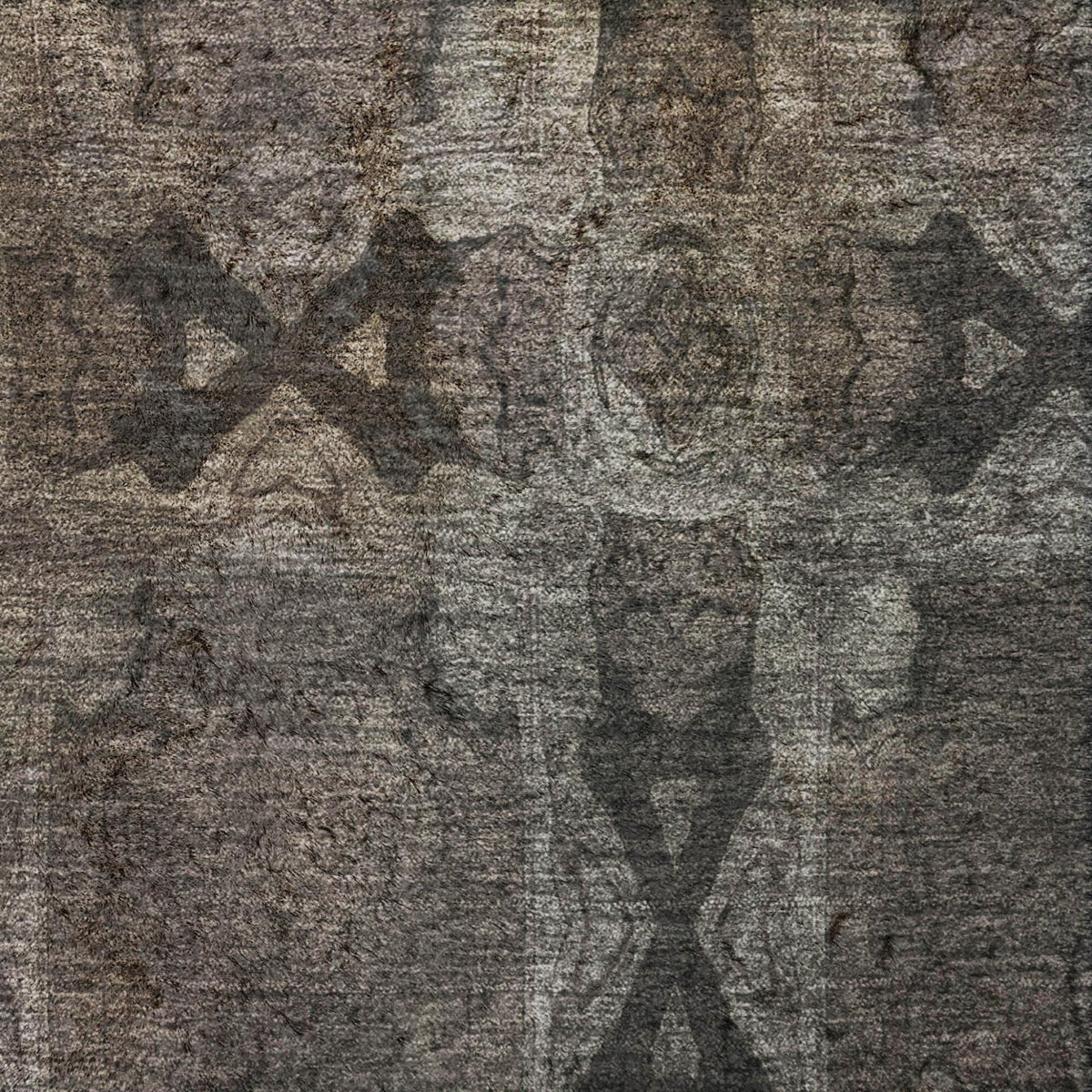 9' X 12' Gray And Charcoal Geometric Shag Washable Area Rug With UV Protection - HomeRoots - Flyclothing LLC