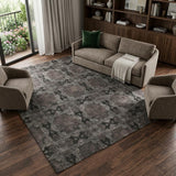 9' X 12' Gray And Charcoal Geometric Shag Washable Area Rug With UV Protection - HomeRoots - Flyclothing LLC