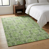 3' X 5' Green And Fern Green Geometric Shag Washable Area Rug With UV Protection - HomeRoots - Flyclothing LLC