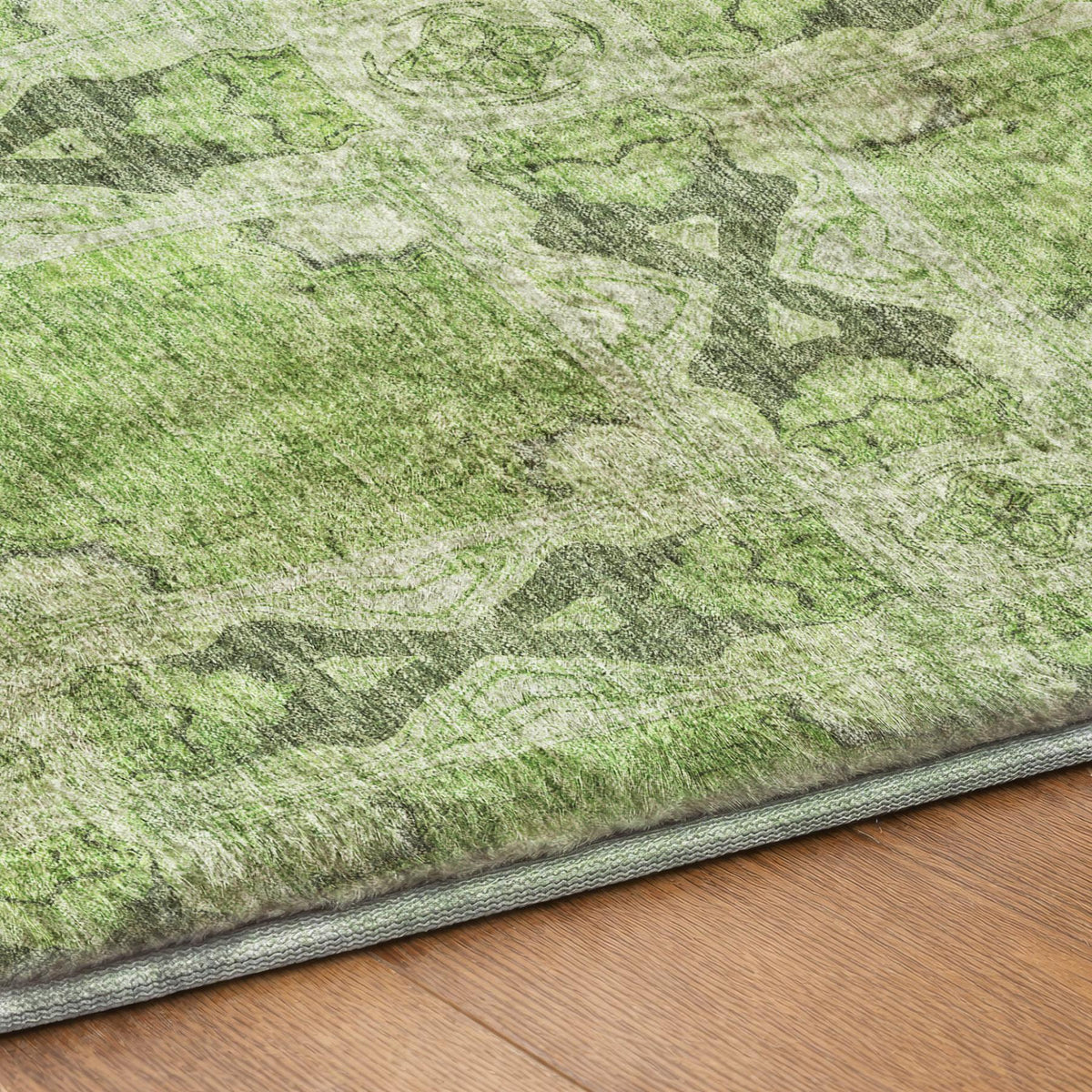 3' X 5' Green And Fern Green Geometric Shag Washable Area Rug With UV Protection - HomeRoots - Flyclothing LLC