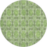 8' Green And Fern Green Geometric Shag Washable Round Rug With UV Protection - HomeRoots - Flyclothing LLC