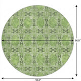 8' Green And Fern Green Geometric Shag Washable Round Rug With UV Protection - HomeRoots - Flyclothing LLC