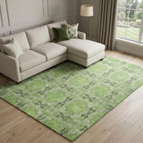 9' X 12' Green And Fern Green Geometric Shag Washable Area Rug With UV Protection - HomeRoots - Flyclothing LLC