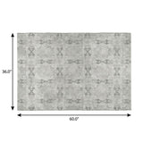 3' X 5' Ivory And Gray Geometric Shag Washable Area Rug With UV Protection - HomeRoots - Flyclothing LLC