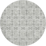 8' Ivory And Gray Geometric Shag Washable Round Rug With UV Protection - HomeRoots - Flyclothing LLC