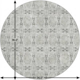 8' Ivory And Gray Geometric Shag Washable Round Rug With UV Protection - HomeRoots - Flyclothing LLC
