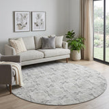 8' Ivory And Gray Geometric Shag Washable Round Rug With UV Protection - HomeRoots - Flyclothing LLC