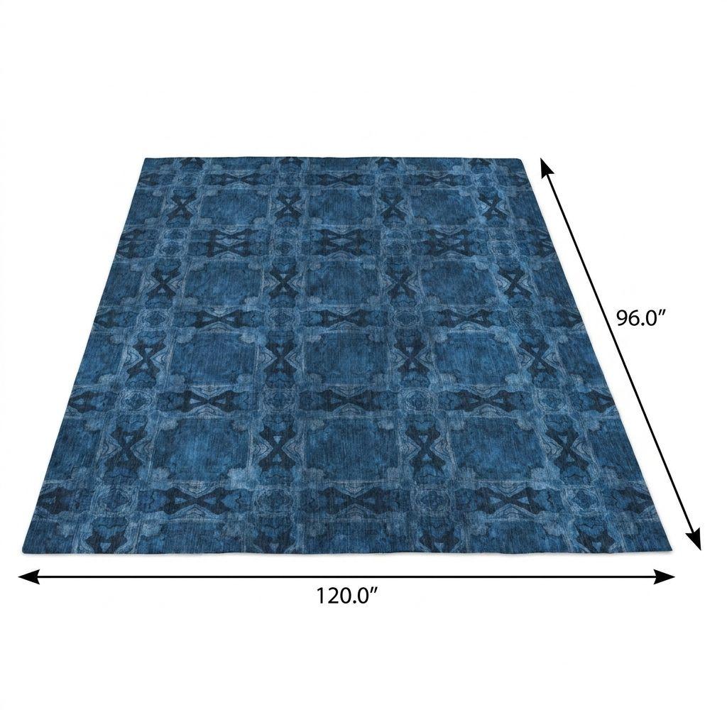 8' X 10' Navy Blue And Gray Geometric Shag Washable Area Rug With UV Protection - HomeRoots - Flyclothing LLC