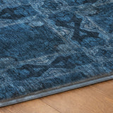 10' X 14' Navy Blue And Gray Geometric Shag Washable Area Rug With UV Protection - HomeRoots - Flyclothing LLC