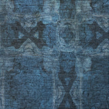 10' X 14' Navy Blue And Gray Geometric Shag Washable Area Rug With UV Protection - HomeRoots - Flyclothing LLC