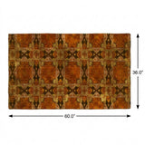 3' X 5' Orange And Terra Cotta Geometric Shag Washable Area Rug With UV Protection - HomeRoots - Flyclothing LLC