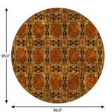 8' Orange And Terra Cotta Geometric Shag Washable Round Rug With UV Protection - HomeRoots - Flyclothing LLC