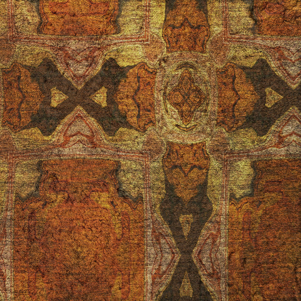 8' X 10' Orange And Terra Cotta Geometric Shag Washable Area Rug With UV Protection - HomeRoots - Flyclothing LLC