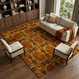 9' X 12' Orange And Terra Cotta Geometric Shag Washable Area Rug With UV Protection - HomeRoots - Flyclothing LLC