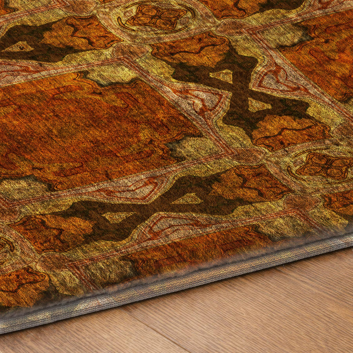 9' X 12' Orange And Terra Cotta Geometric Shag Washable Area Rug With UV Protection - HomeRoots - Flyclothing LLC