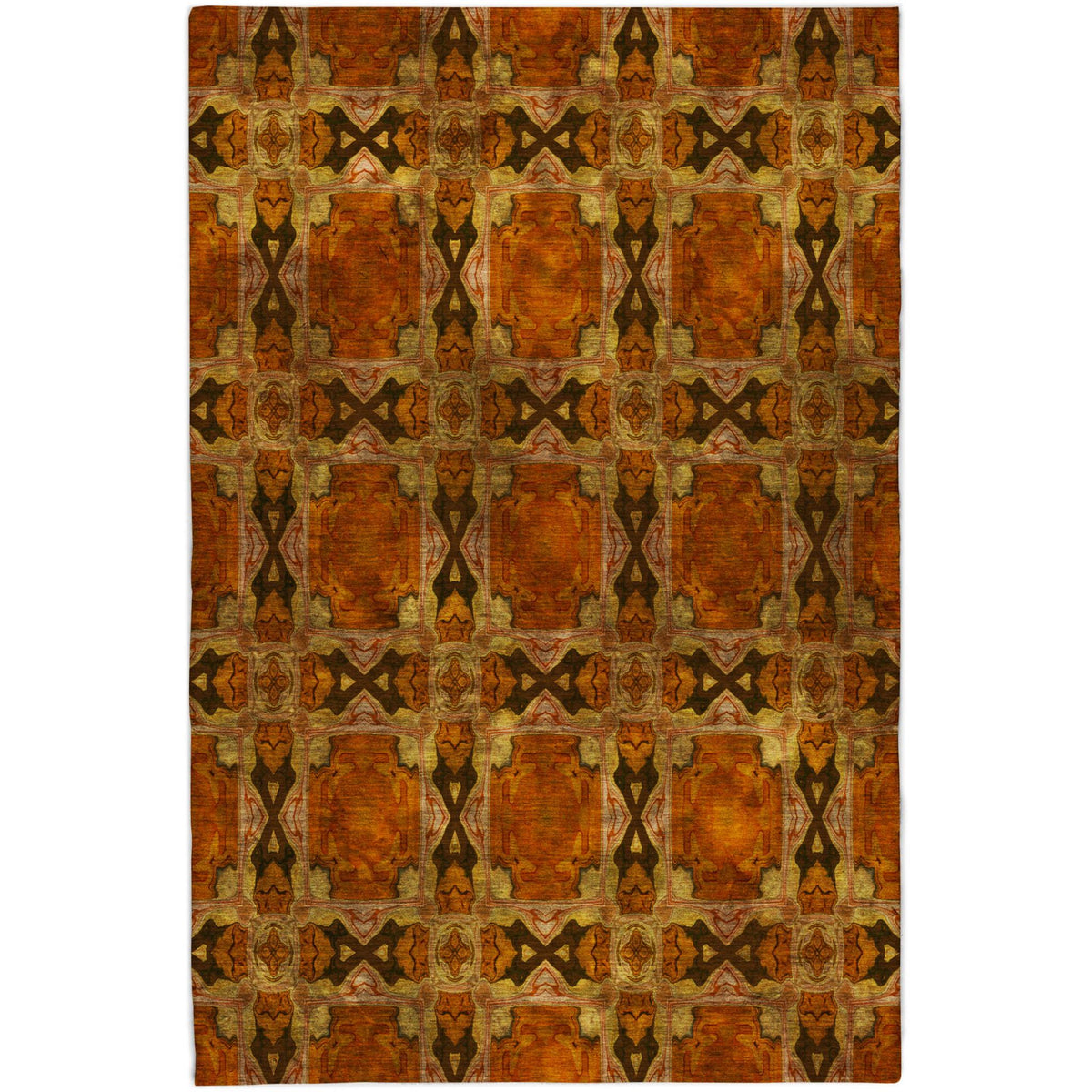 10' X 14' Orange And Terra Cotta Geometric Shag Washable Area Rug With UV Protection - HomeRoots - Flyclothing LLC