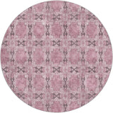 8' Pink And Gray Geometric Shag Washable Round Rug With UV Protection - HomeRoots - Flyclothing LLC