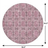 8' Pink And Gray Geometric Shag Washable Round Rug With UV Protection - HomeRoots - Flyclothing LLC