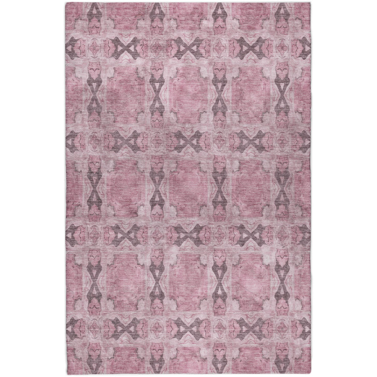 9' X 12' Pink And Gray Geometric Shag Washable Area Rug With UV Protection - HomeRoots - Flyclothing LLC