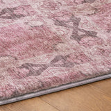 9' X 12' Pink And Gray Geometric Shag Washable Area Rug With UV Protection - HomeRoots - Flyclothing LLC