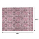 10' X 14' Pink And Gray Geometric Shag Washable Area Rug With UV Protection - HomeRoots - Flyclothing LLC
