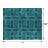 8' X 10' Teal And Charcoal Geometric Shag Washable Area Rug With UV Protection - HomeRoots - Flyclothing LLC
