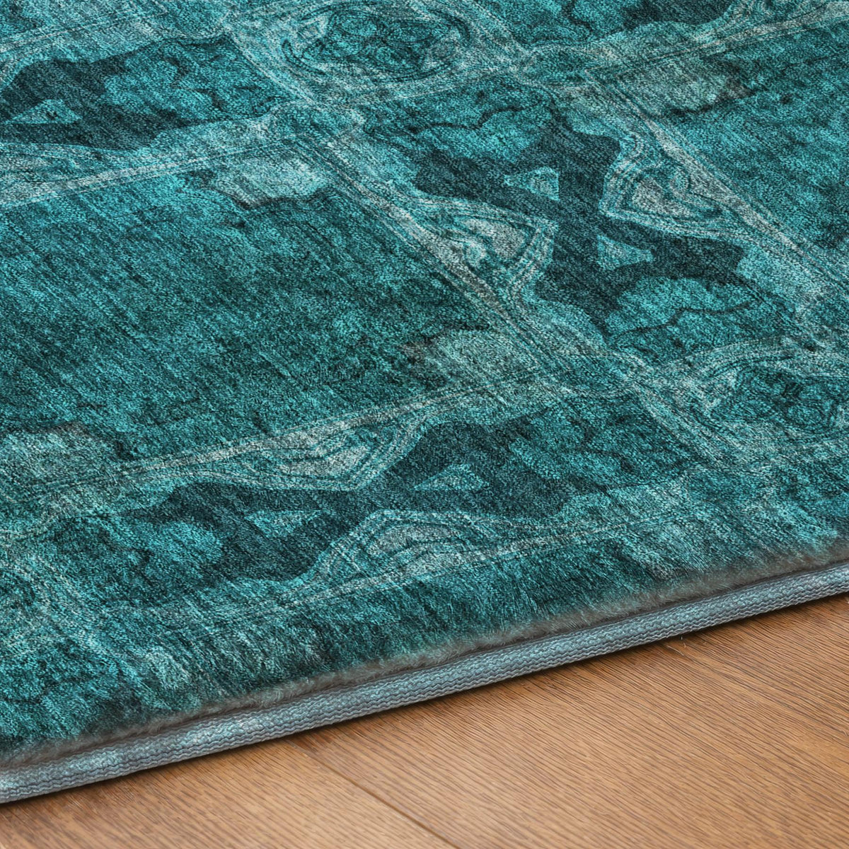 10' X 14' Teal And Charcoal Geometric Shag Washable Area Rug With UV Protection - HomeRoots - Flyclothing LLC