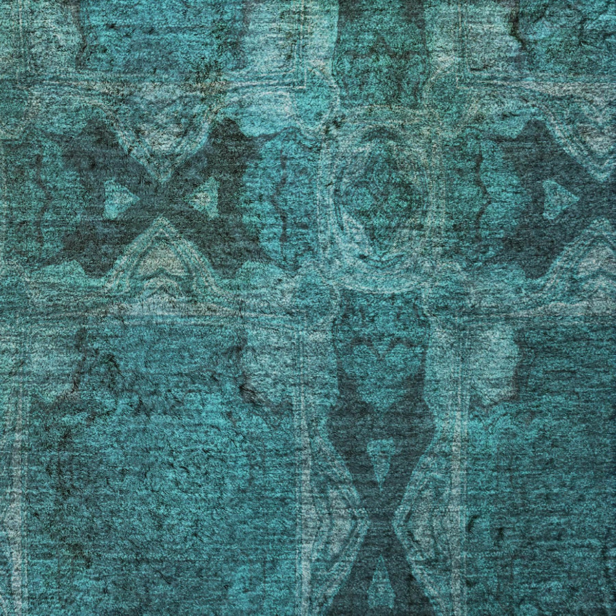 10' X 14' Teal And Charcoal Geometric Shag Washable Area Rug With UV Protection - HomeRoots - Flyclothing LLC