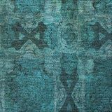 10' X 14' Teal And Charcoal Geometric Shag Washable Area Rug With UV Protection - HomeRoots - Flyclothing LLC