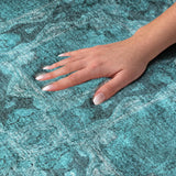 10' X 14' Teal And Charcoal Geometric Shag Washable Area Rug With UV Protection - HomeRoots - Flyclothing LLC