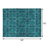 10' X 14' Teal And Charcoal Geometric Shag Washable Area Rug With UV Protection - HomeRoots - Flyclothing LLC
