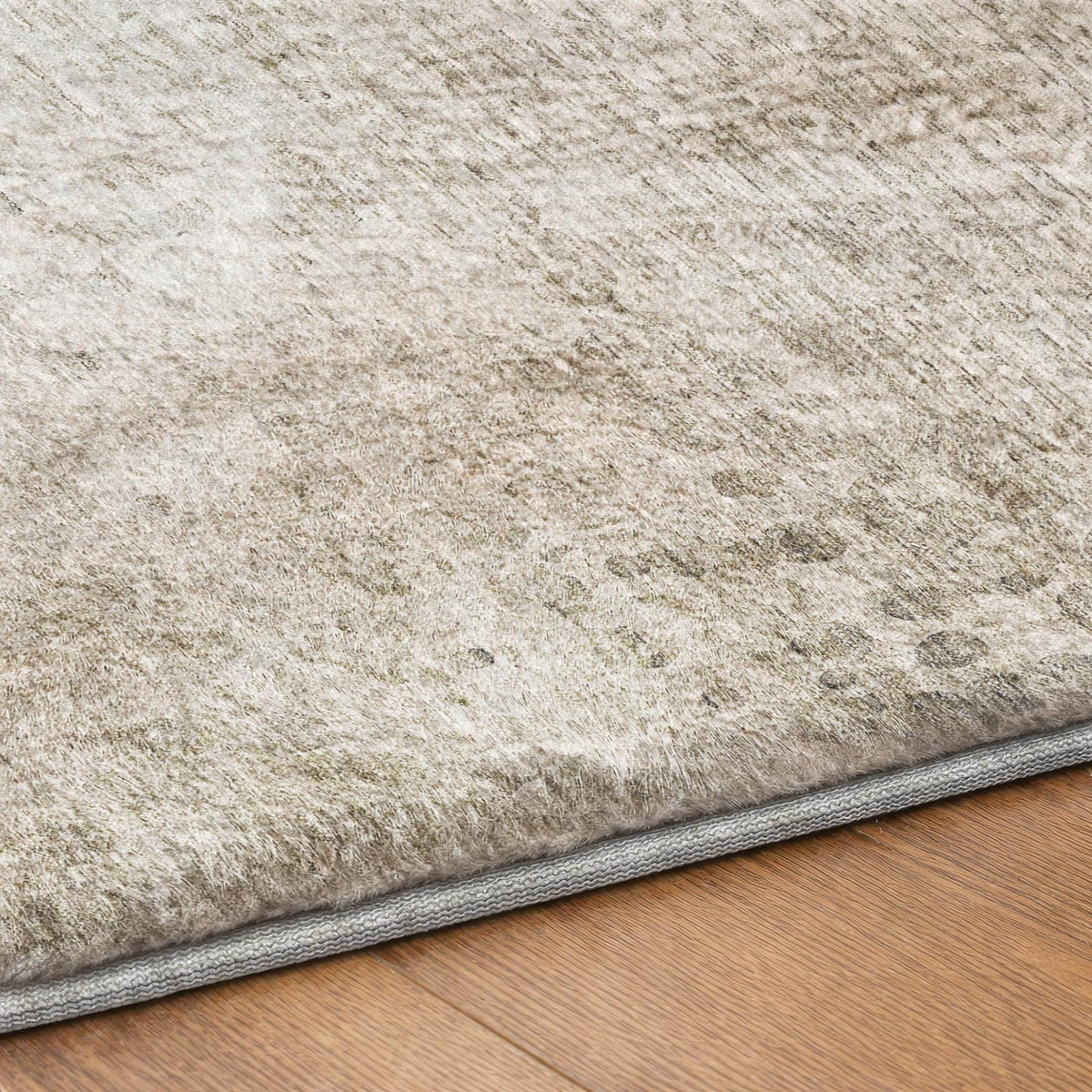 8' Beige And Gray Abstract Shag Washable Round Rug With UV Protection - HomeRoots - Flyclothing LLC