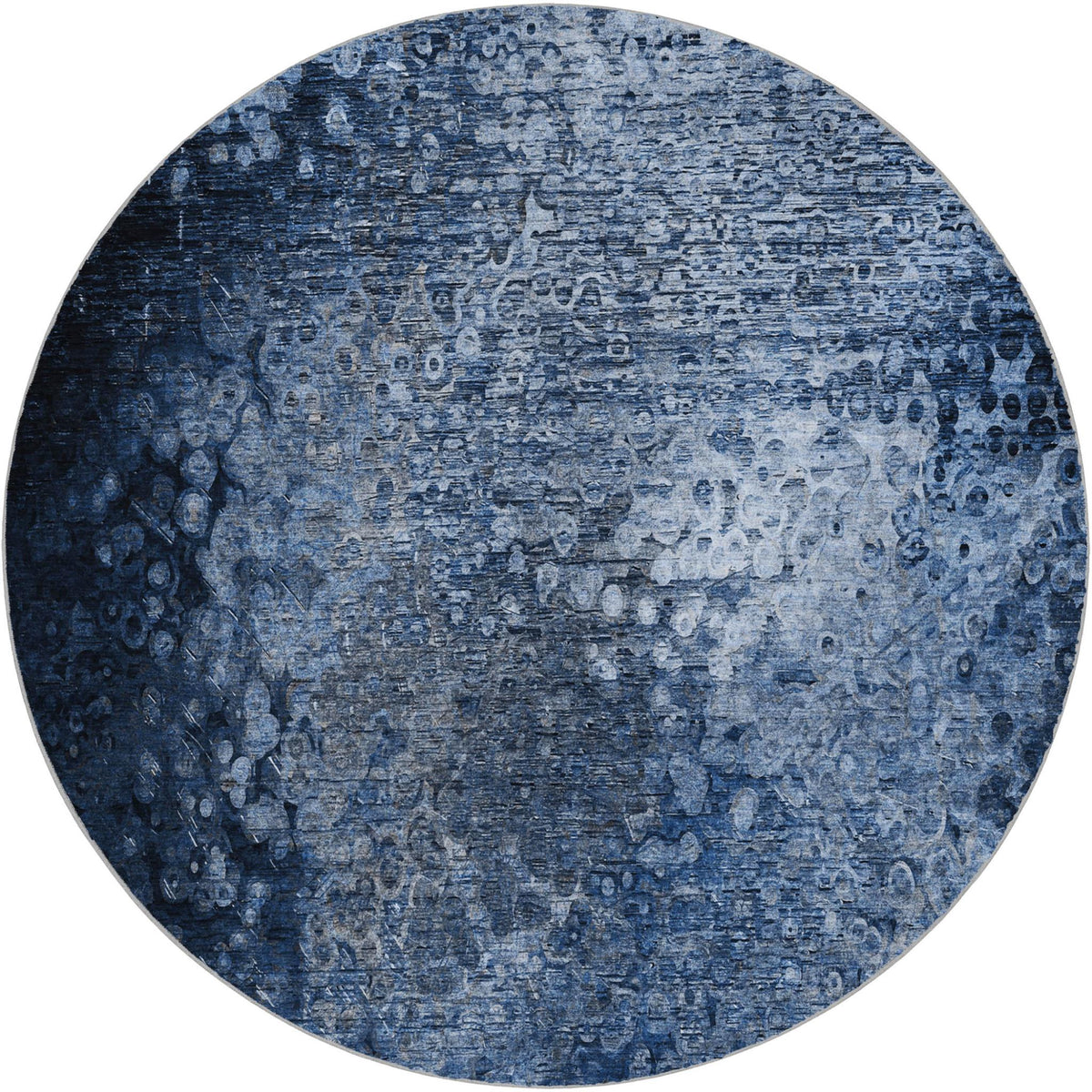 8' Blue And Ivory Abstract Shag Washable Round Rug With UV Protection - HomeRoots - Flyclothing LLC