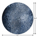 8' Blue And Ivory Abstract Shag Washable Round Rug With UV Protection - HomeRoots - Flyclothing LLC