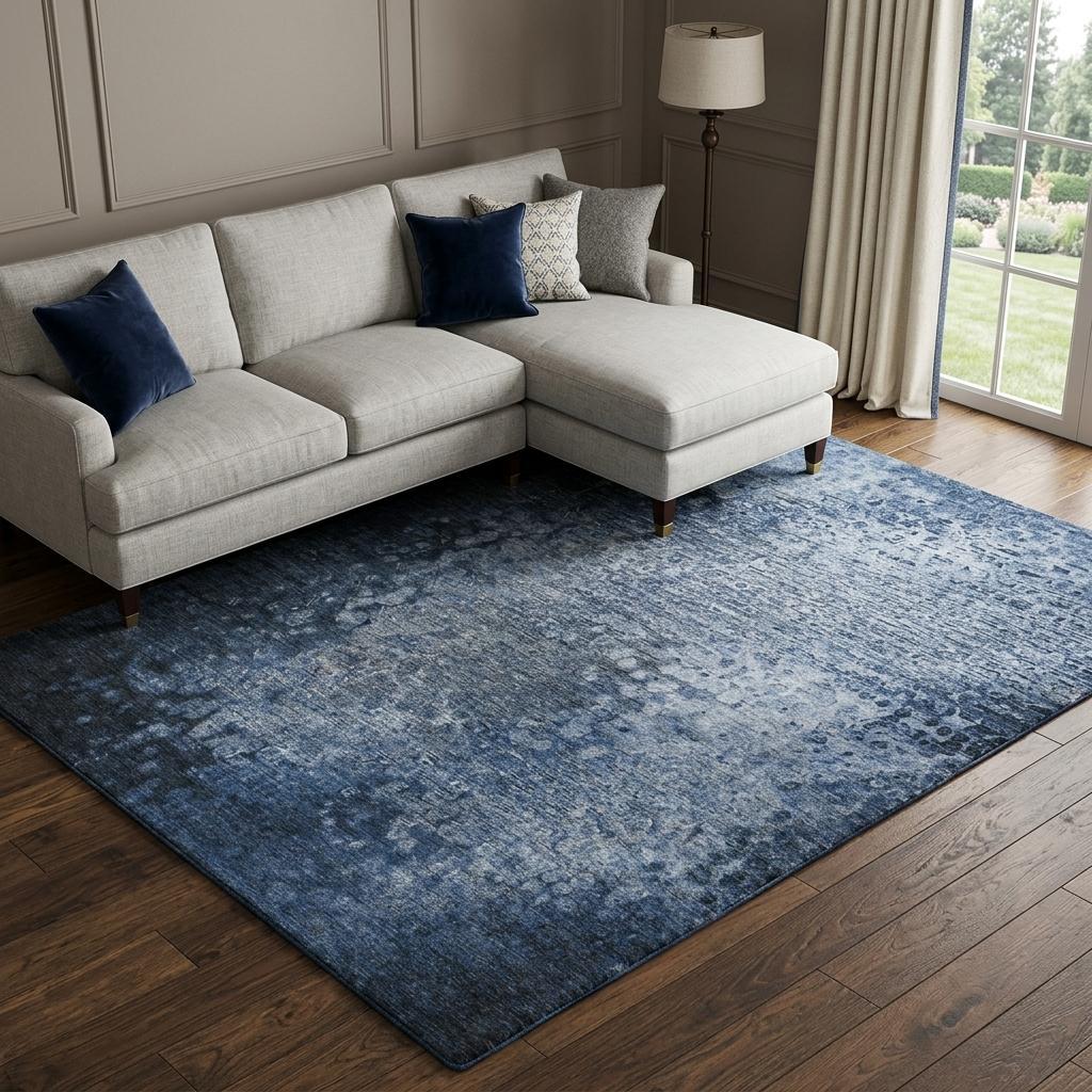 8' X 10' Blue And Ivory Abstract Shag Washable Area Rug With UV Protection - HomeRoots - Flyclothing LLC