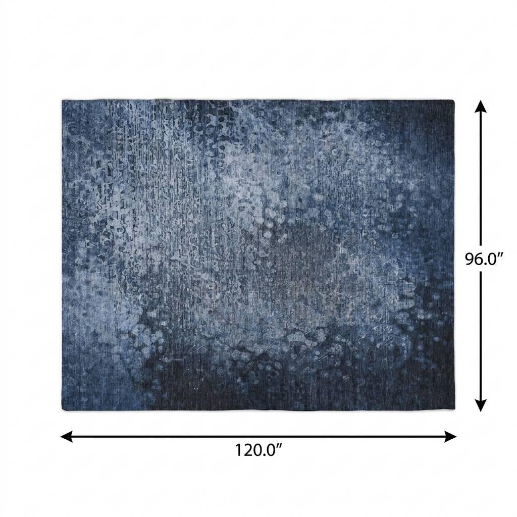 8' X 10' Blue And Ivory Abstract Shag Washable Area Rug With UV Protection - HomeRoots - Flyclothing LLC