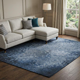 9' X 12' Blue And Ivory Abstract Shag Washable Area Rug With UV Protection - HomeRoots - Flyclothing LLC