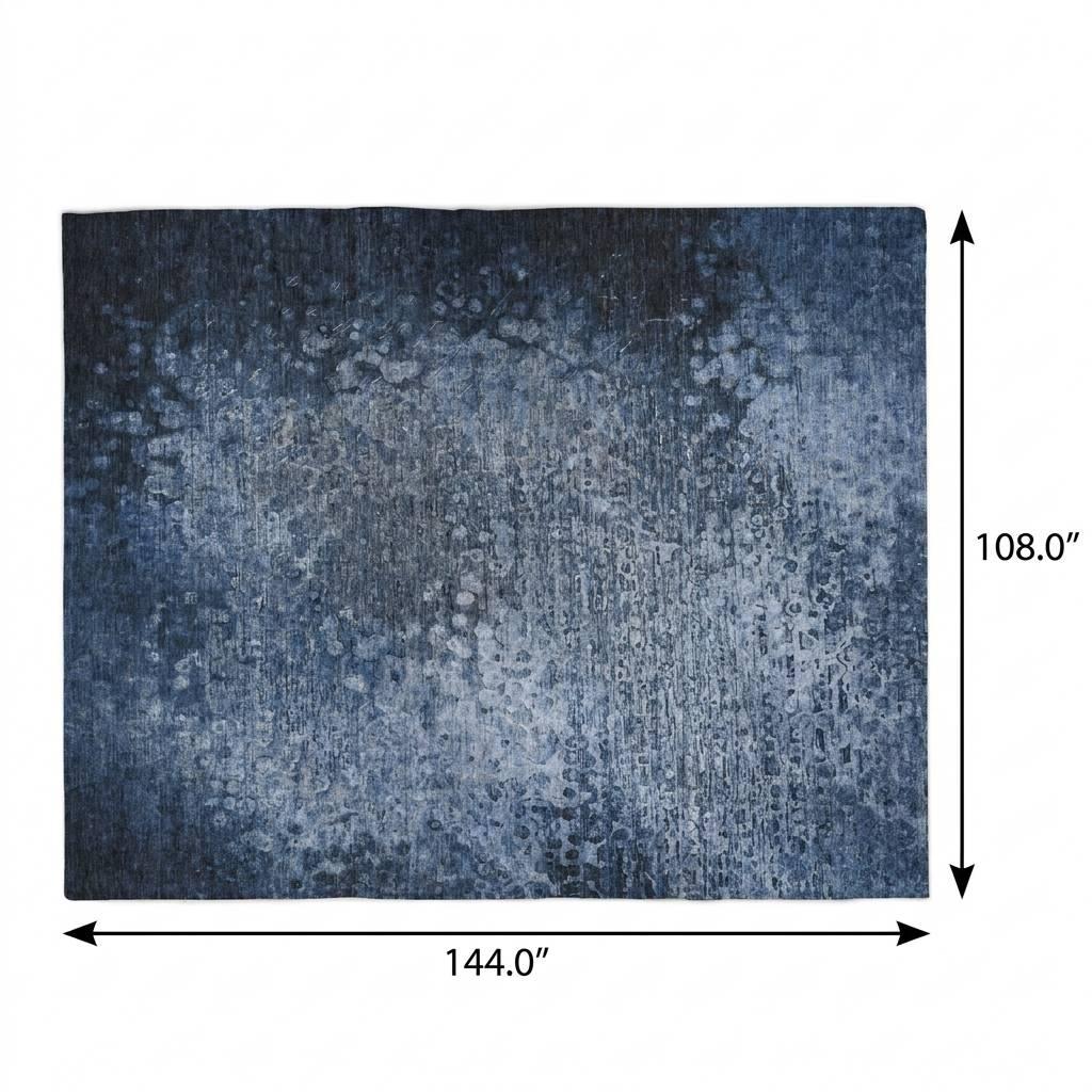 9' X 12' Blue And Ivory Abstract Shag Washable Area Rug With UV Protection - HomeRoots - Flyclothing LLC