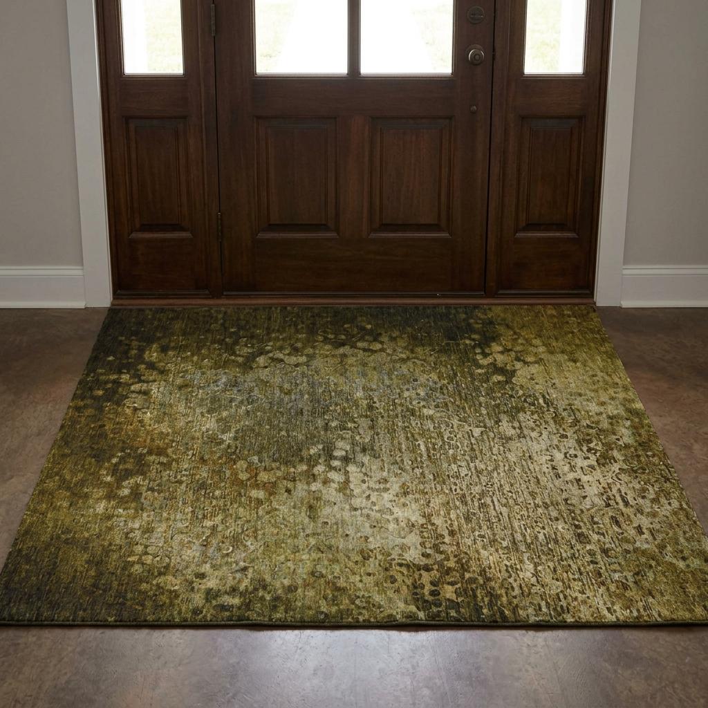 3' X 5' Brown And Ivory Abstract Shag Washable Area Rug With UV Protection - HomeRoots - Flyclothing LLC