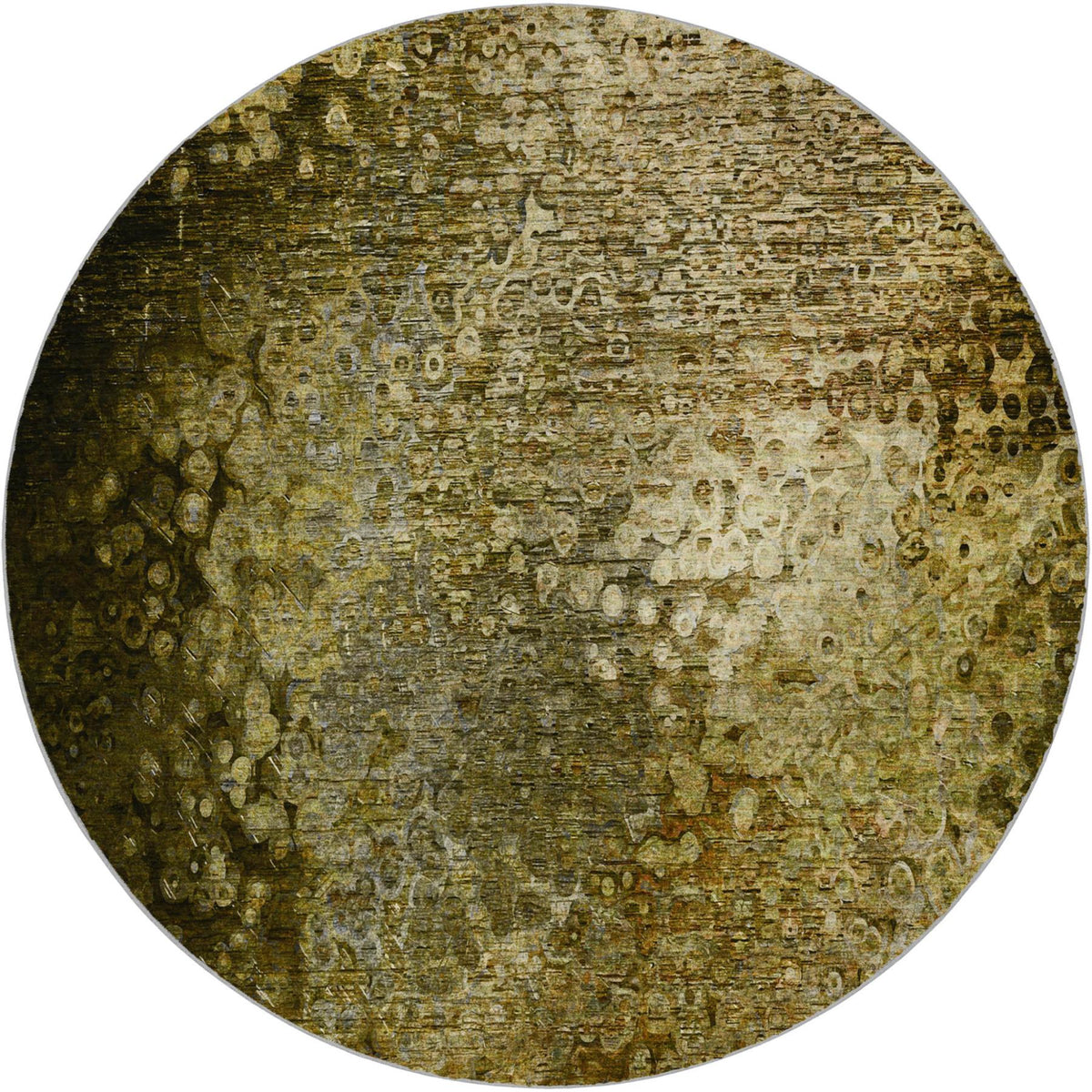 8' Brown And Ivory Abstract Shag Washable Round Rug With UV Protection - HomeRoots - Flyclothing LLC