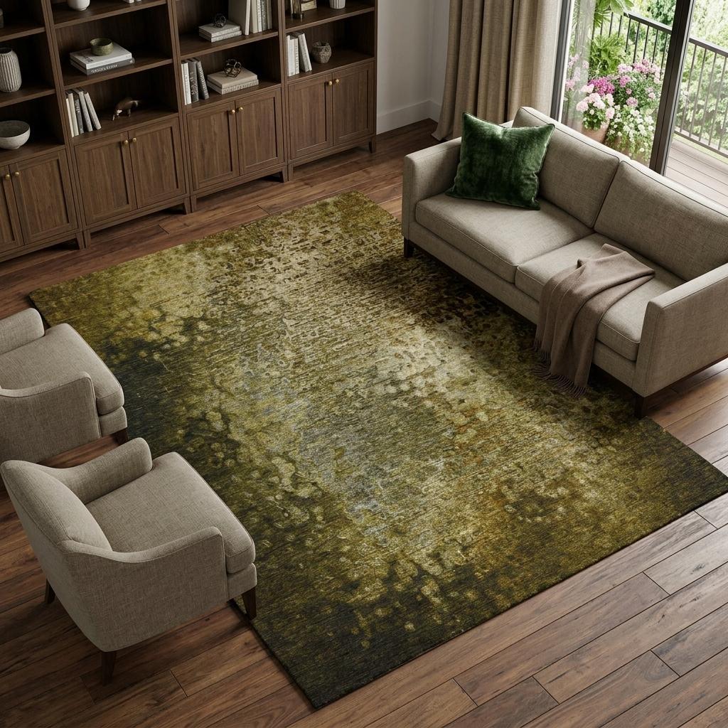 10' X 14' Brown And Ivory Abstract Shag Washable Area Rug With UV Protection - HomeRoots - Flyclothing LLC