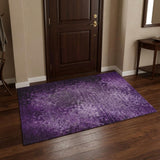 3' X 5' Purple And Ivory Abstract Shag Washable Area Rug With UV Protection - HomeRoots - Flyclothing LLC