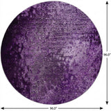 8' Purple And Ivory Abstract Shag Washable Round Rug With UV Protection - HomeRoots - Flyclothing LLC