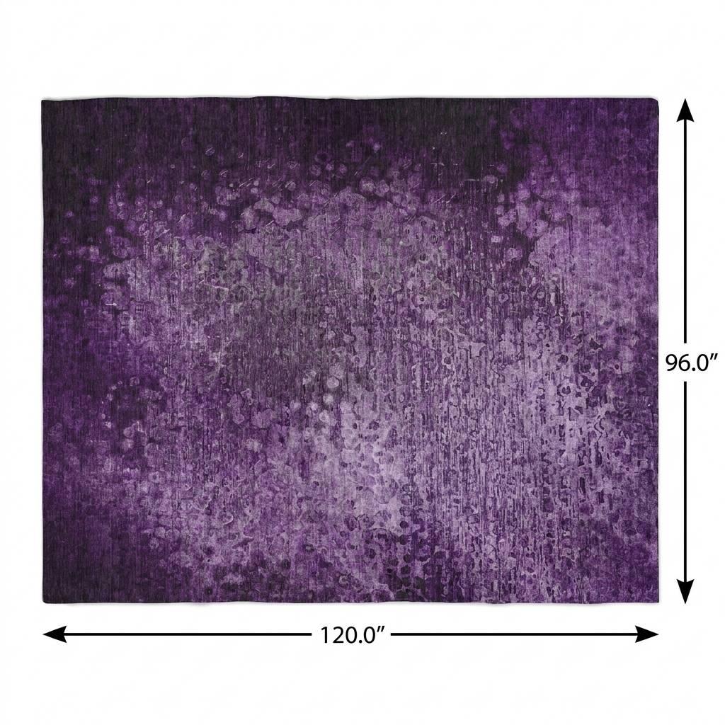 8' X 10' Purple And Ivory Abstract Shag Washable Area Rug With UV Protection - HomeRoots - Flyclothing LLC