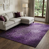 10' X 14' Purple And Ivory Abstract Shag Washable Area Rug With UV Protection - HomeRoots - Flyclothing LLC