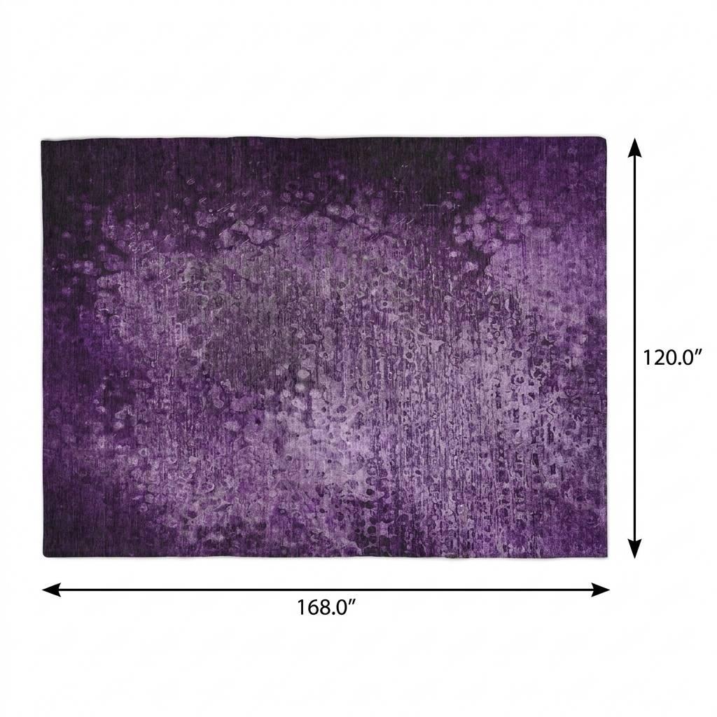 10' X 14' Purple And Ivory Abstract Shag Washable Area Rug With UV Protection - HomeRoots - Flyclothing LLC