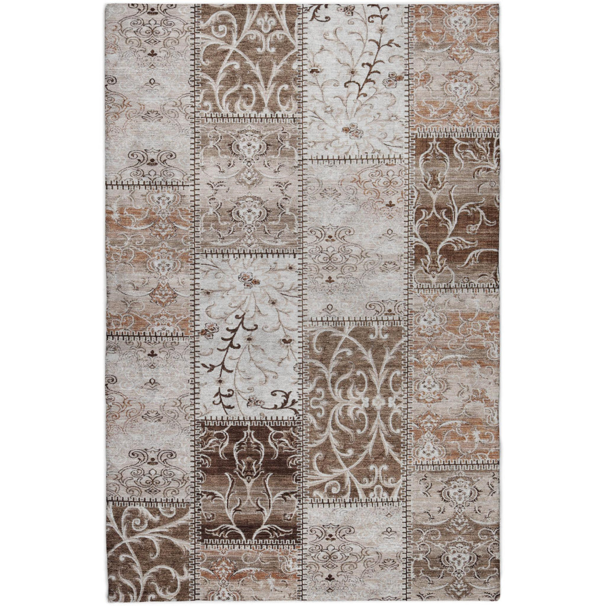3' X 5' Beige And Brown Floral Shag Washable Area Rug With UV Protection - HomeRoots - Flyclothing LLC