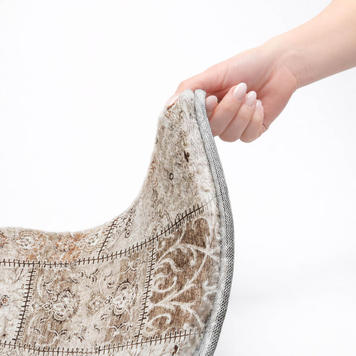 3' X 5' Beige And Brown Floral Shag Washable Area Rug With UV Protection - HomeRoots - Flyclothing LLC